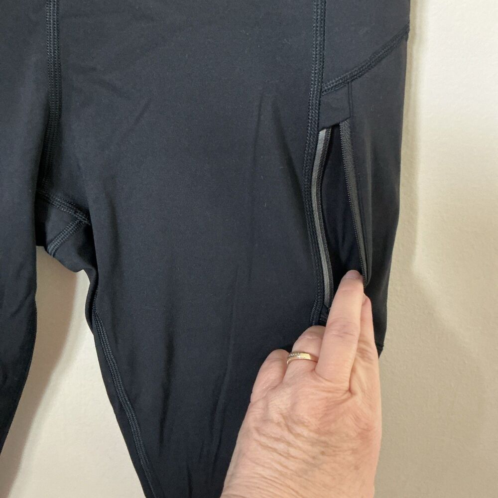 Athleta Medium Black Rainer tight leggings athletic pants Zip Pockets Reflective - Picture 7 of 10